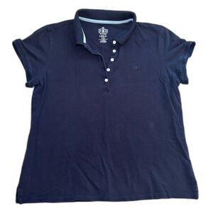 IZOD Women's Navy Blue Performance Polo Shirt Short Sleeve Size Large - GUC